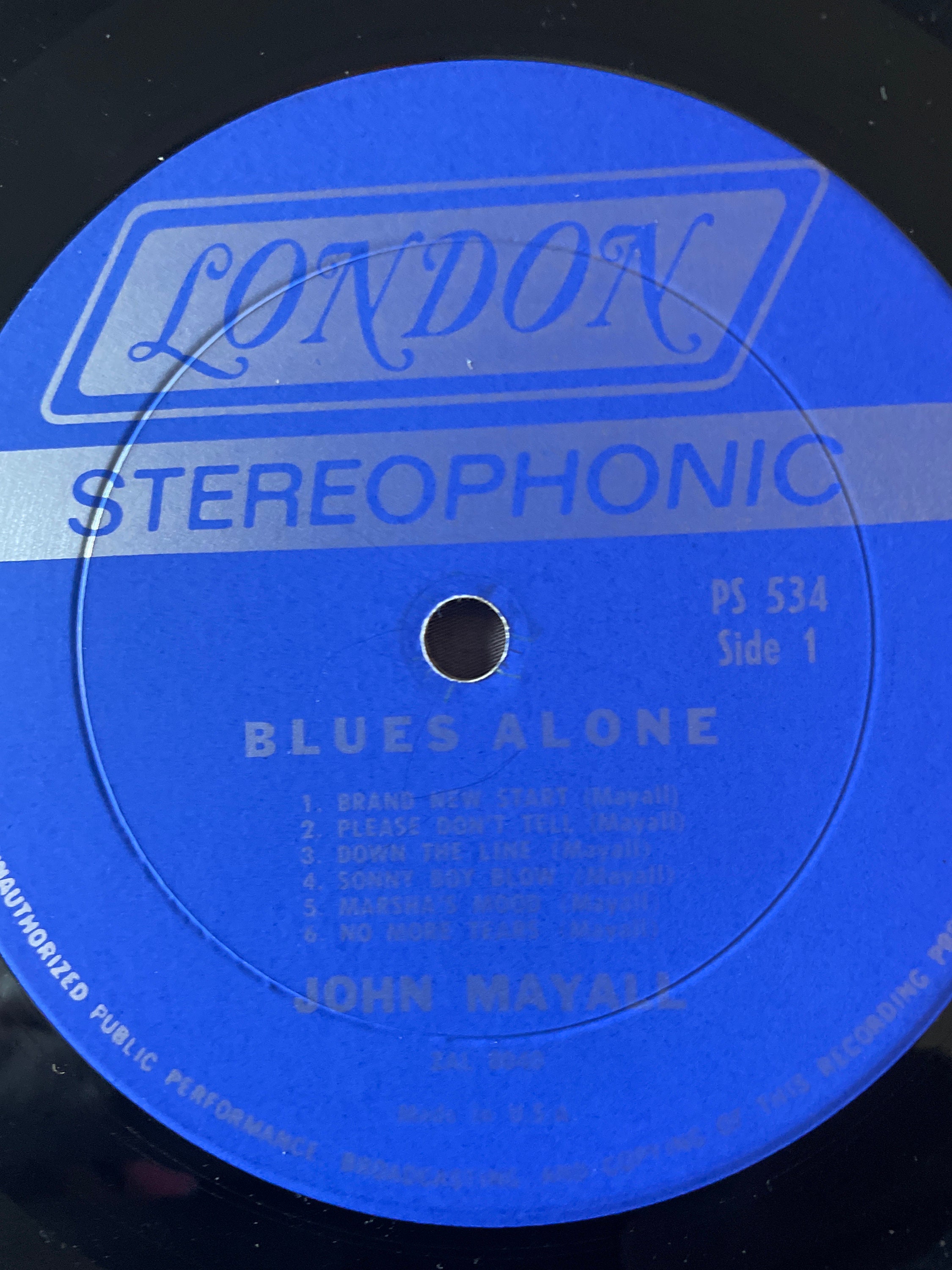 洋楽 John Mayall The Blues Alone PS 534 LP US John Mayall: The Blues Alone ~ London Records PS 534 1967