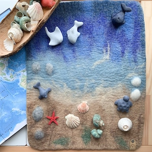 1 Felted Beach / Ocean Scene Imagination Mat (Photography Props Not Included) | Flisat Table, Flisat Insert, Small World Play, Waldorf