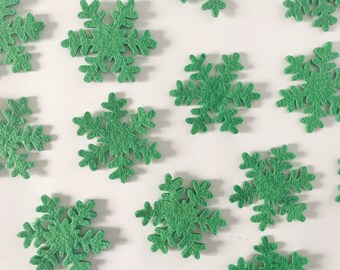 1 Thin Green Snowflake Cutout - Stiff Felt