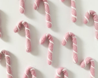 1 Pink With White Stripes Candy Cane - 7cm | Pink Christmas, Christmas decor, candy cane decor, sensory play, kids Christmas toys