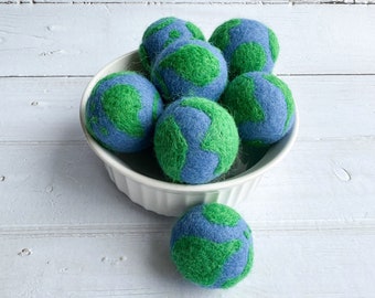 1 Felt World Earth Globe 4cm |Earth Day, Earth, World, Planet, Garland, DIY, Flisat, Montessori, Loose Parts, Sensory, Sensory Bin