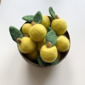 1 Mini Felt Yellow Apple | Mini Apple , Felt Apple , Felt Play Food ,  Felt Food , Needle Felt Food , Needle Felting, fall bowl filler