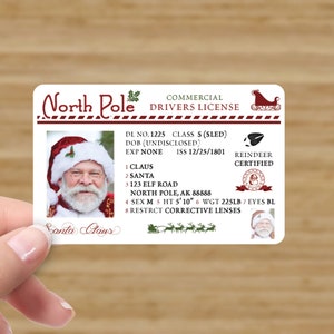 Licencia de conducir perdida de Santa (este es un producto físico) *** Lea la descripción para obtener instrucciones gratuitas por correo postal