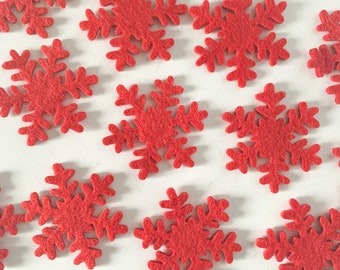 1 Thin Red Snowflake Cutout - Stiff Felt