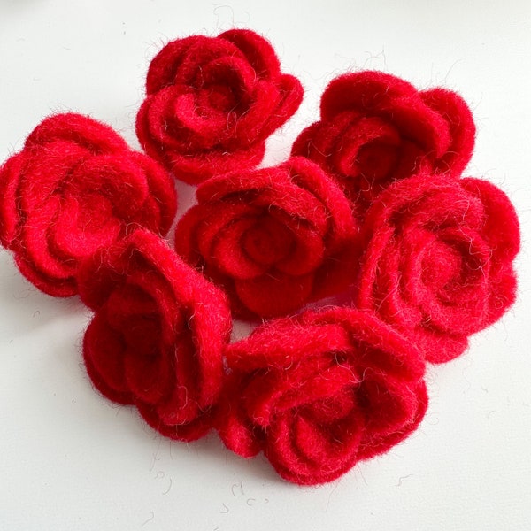 1 Felt Red Rose | Felt Flower, Valentine Hair Clip Supplies, Valentine Garland, Felt Flowers, Felt Roses, Sensory Play, Felt Toys