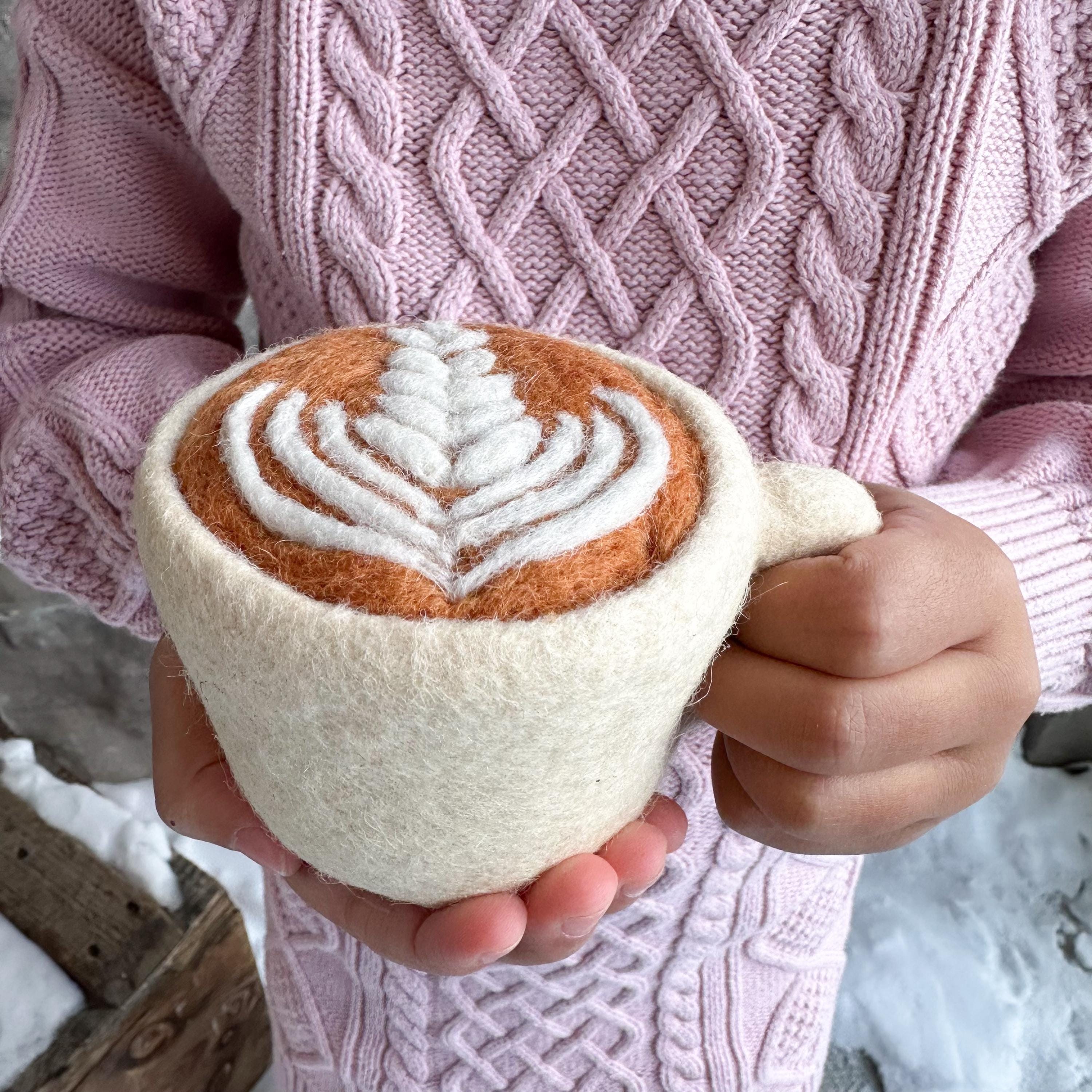 Neutral Felt Coffee / Latte Cup With Milk Art Detail | Sensory Play ...