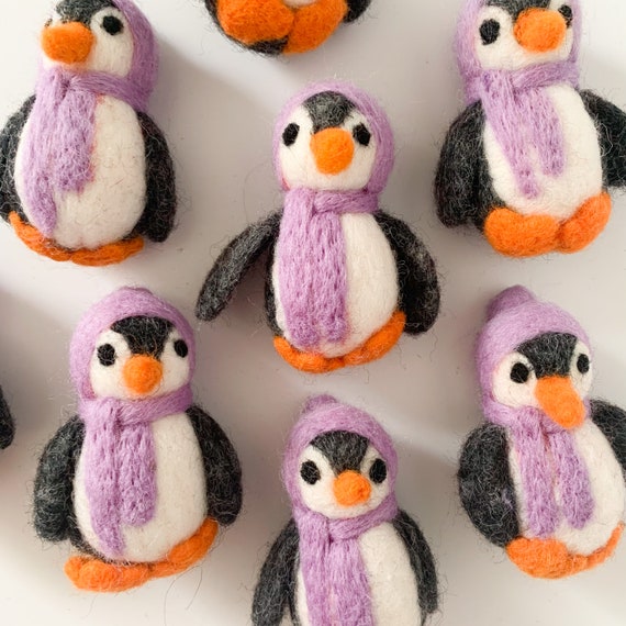 Felted Penguin With Light Purple Hat - Etsy