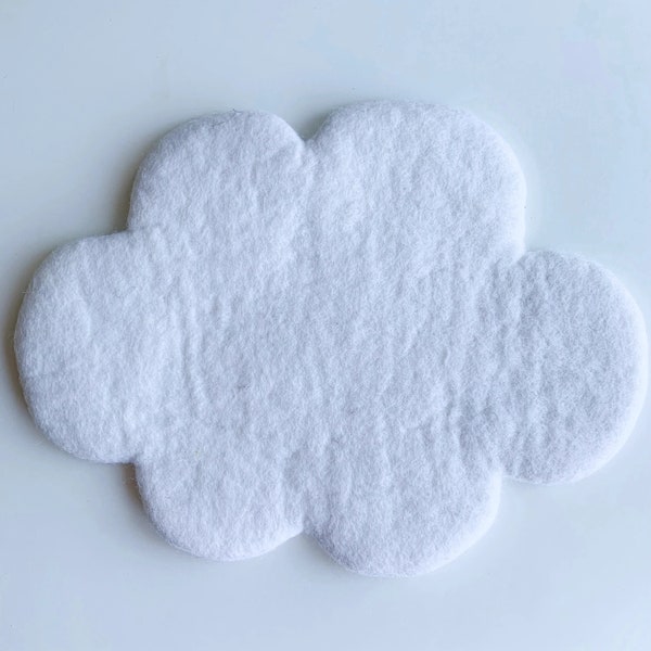 1 Felted White Cloud Mat (Photography Props Not Included) | Felt Cloud Playscape, play mat, felt mat, trivet, weather toys, weather learning