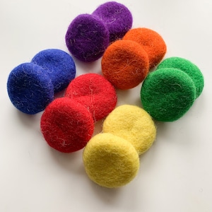 Primary Rainbow Felted Loose Part Coins - Set Of 12