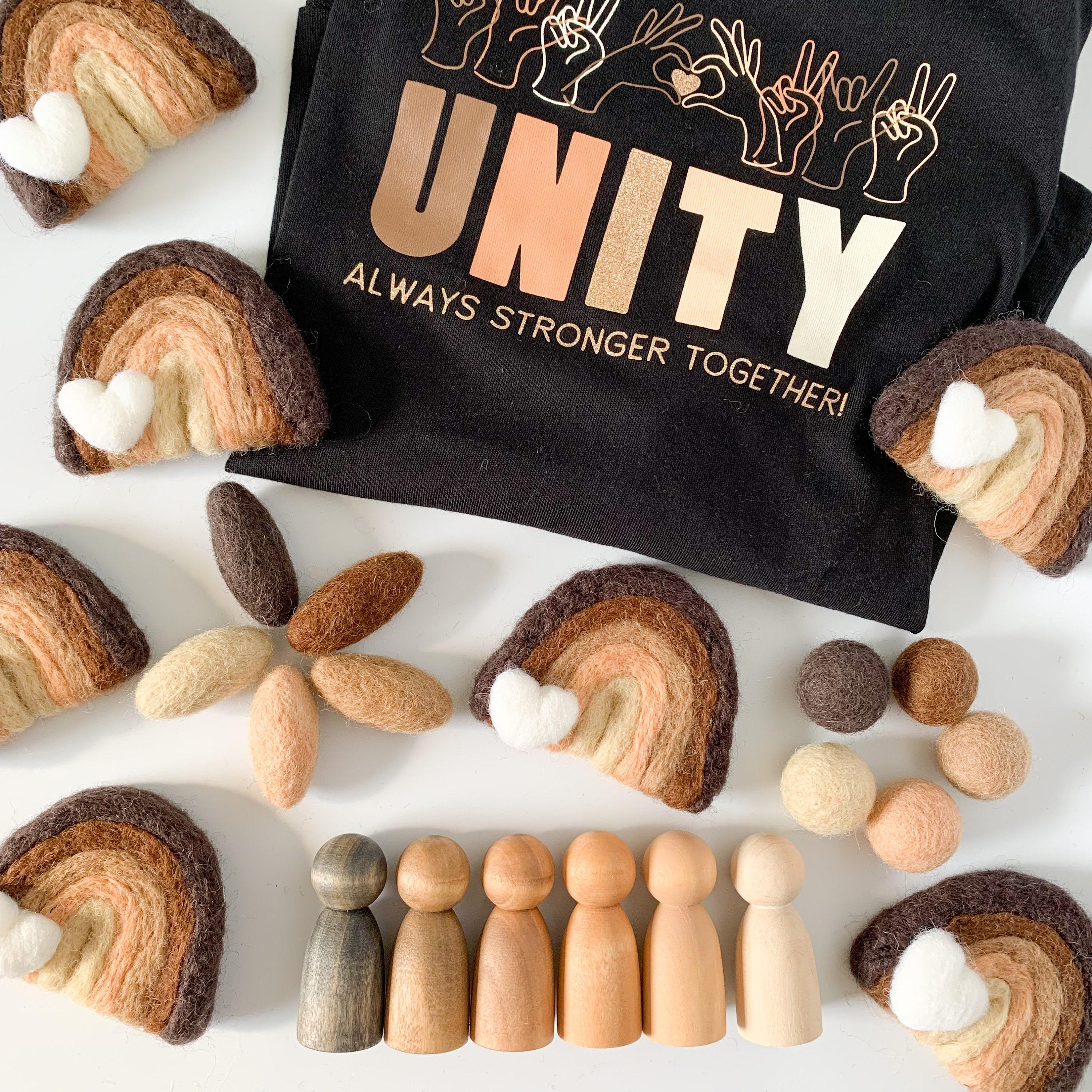 Unity Ball Set 50 2cm Unity in Diversity Felt Ball Bundle - 10 of Each Colour ...