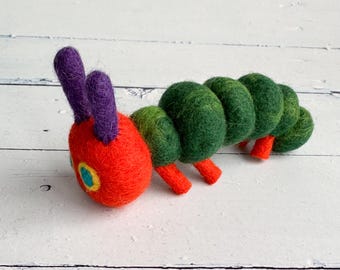 Felt Very Hungry Caterpillar | Bookish Play, Caterpillar, Book Toys, Montessori, Reggio, Waldorf, Nursery Decor