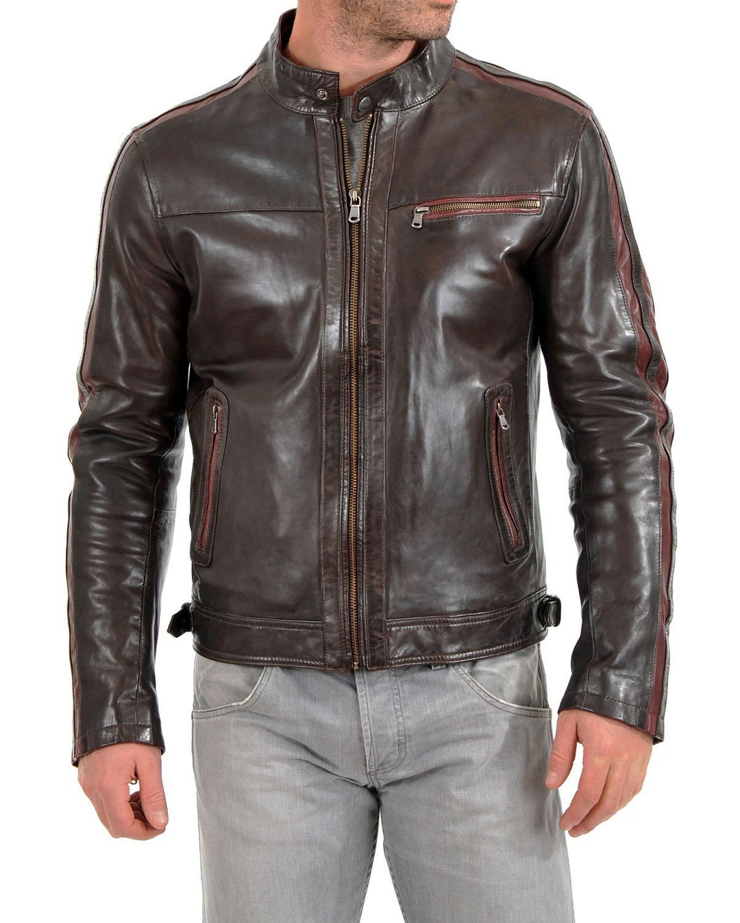 High Glamor Men's Leather Jacket Stylish Handmade - Etsy