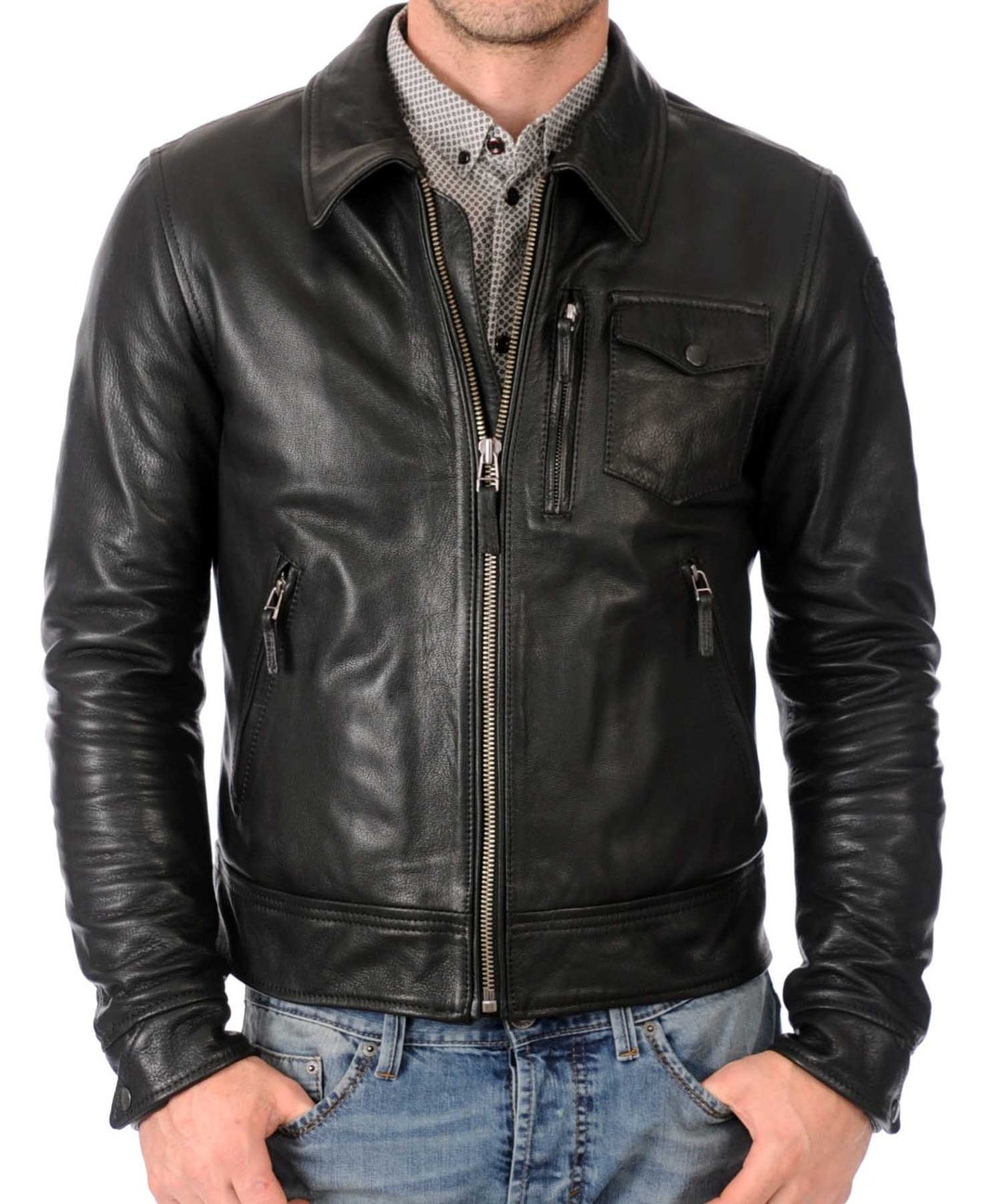 High Glamor Men's Leather Jacket Stylish Handmade - Etsy