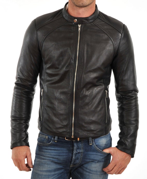 High Glamor Men's Leather Jacket Stylish Handmade - Etsy