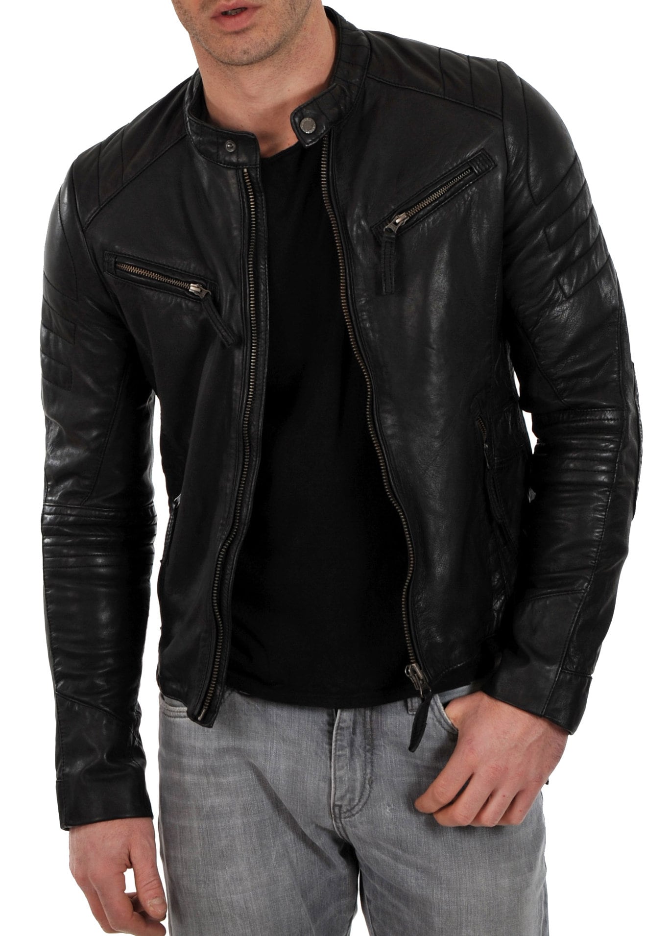 Andrew Mens Slim Fit Biker Leather Jacket | lupon.gov.ph