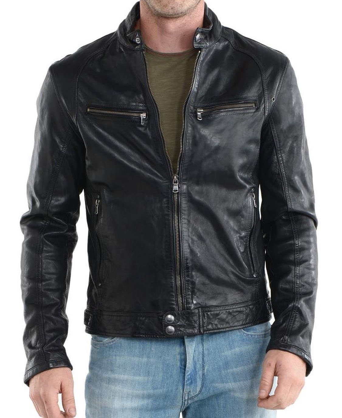 High Glamor Men's Leather Jacket Stylish Handmade Etsy