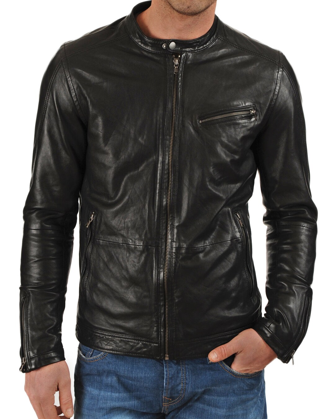 High Glamor Men's Leather Jacket Stylish Handmade - Etsy