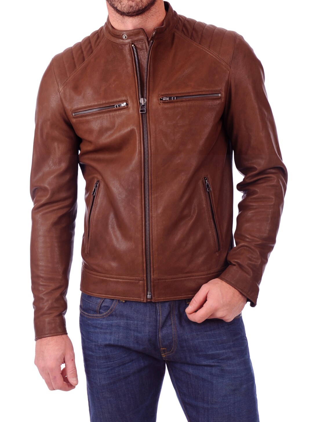 High Glamor Men's Leather Jacket Stylish Handmade - Etsy