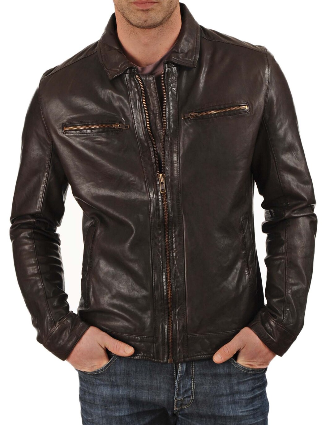 High Glamor Men's Leather Jacket Stylish Handmade - Etsy