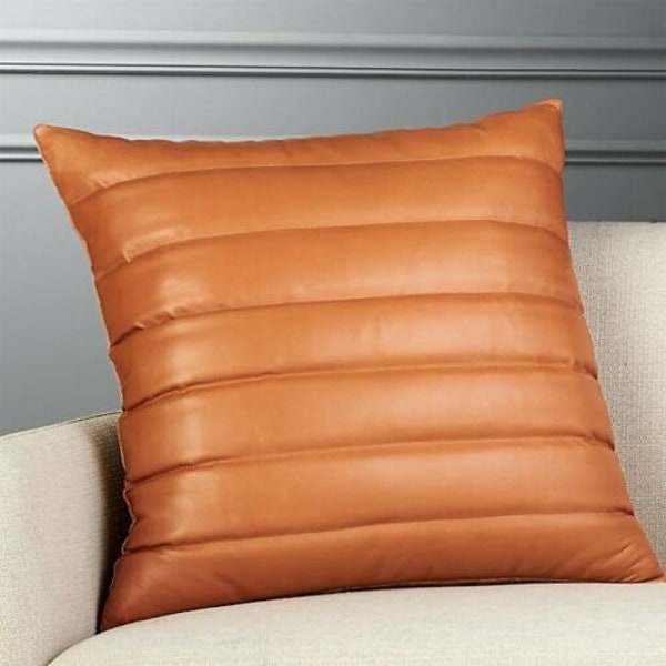 Camel Leather Pillow Etsy