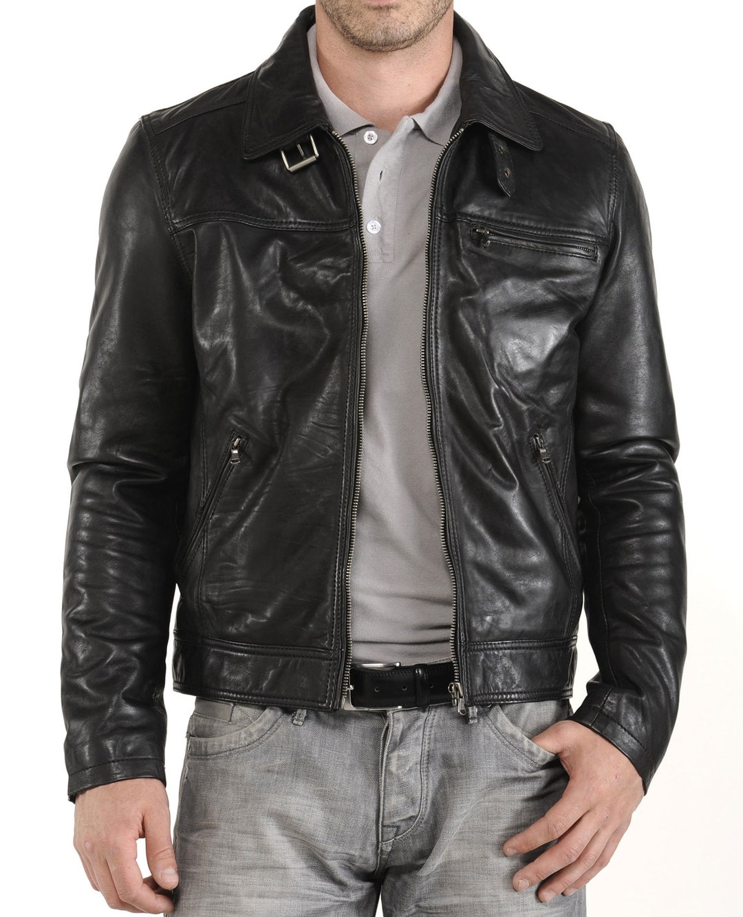 High Glamor Men's Leather Jacket Stylish Handmade - Etsy