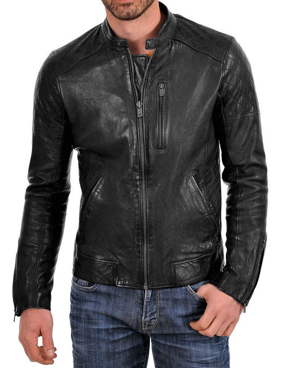 High Glamor Men's Leather Jacket Stylish Handmade | Etsy