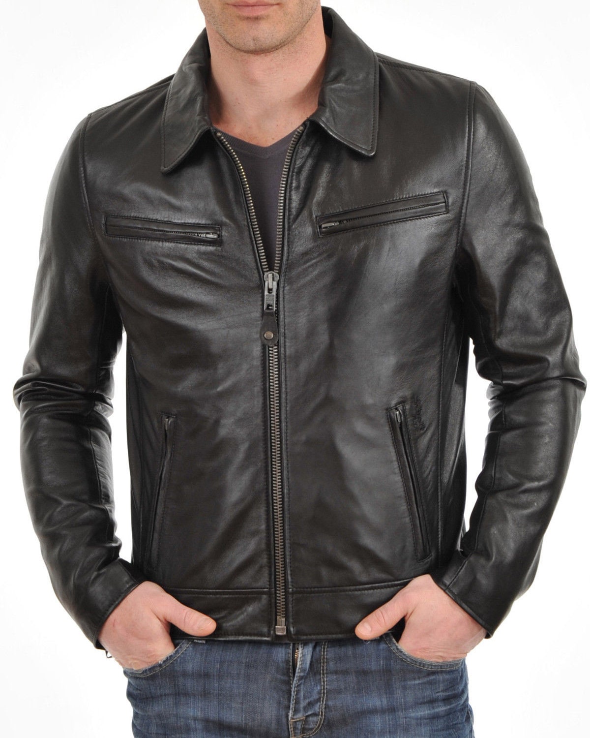 Laverapelle men's black genuine lambskin leather jacket top