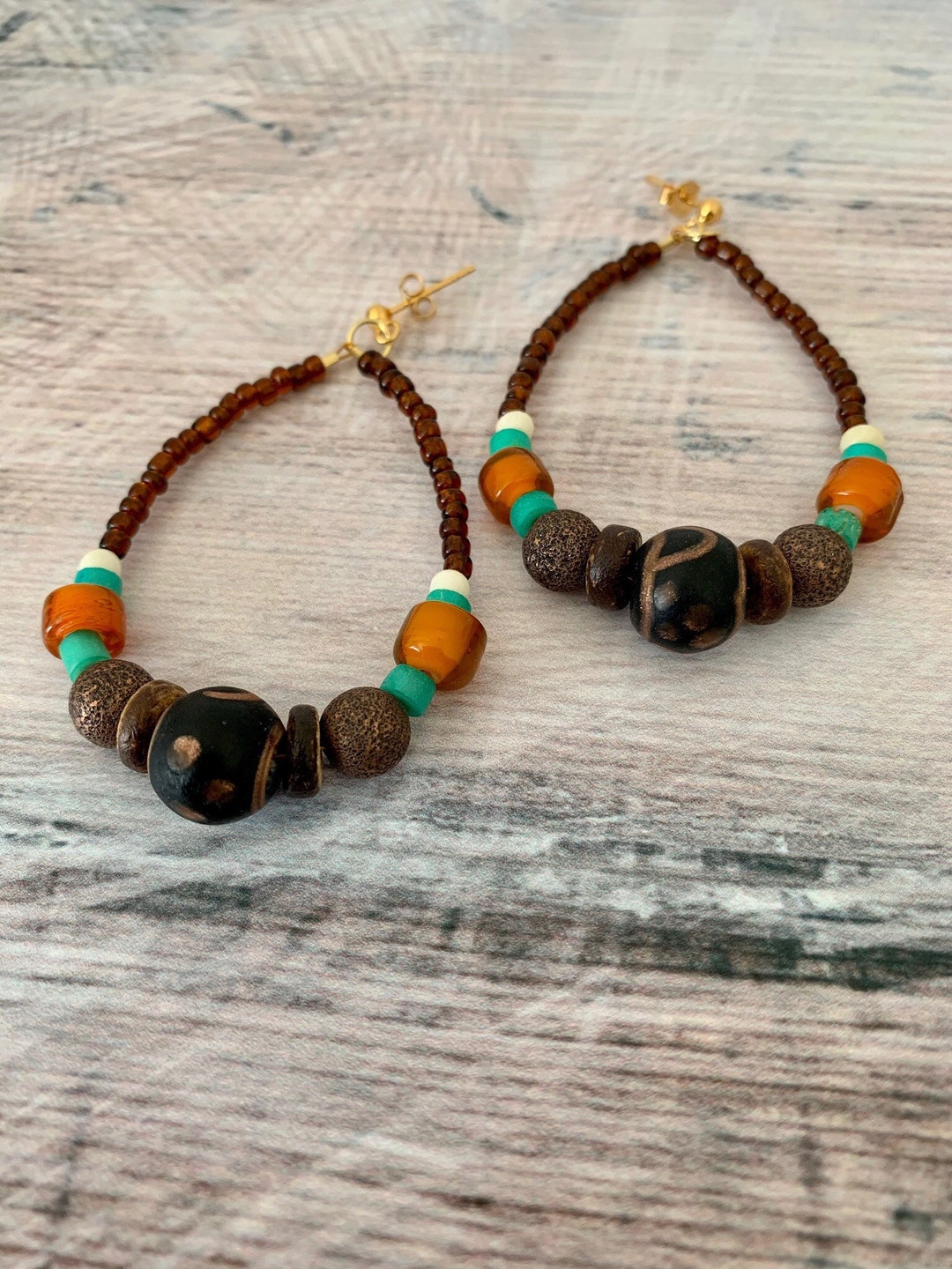 Large Hoop Drop Earrings Etsy