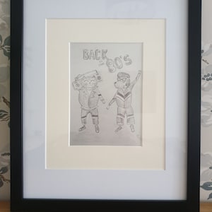 Mog & Dog 'Back to the 80s' Black Framed Mounted Giclee Cat and Dog Print picture art