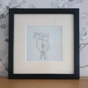 Mog & Dog 'Friends for Life' Black Framed Mounted Giclee Print Ideal Gift for Cat and Dog lovers picture art