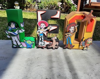 Toy story 3D letters, baby name letters, birthday, cake smash, photo props, nursery decor, woody, alien, buzz, forky, jessie, mr potato head