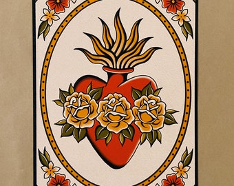 Vase of Flowers Traditional Tattoo Flash Art Print - Etsy
