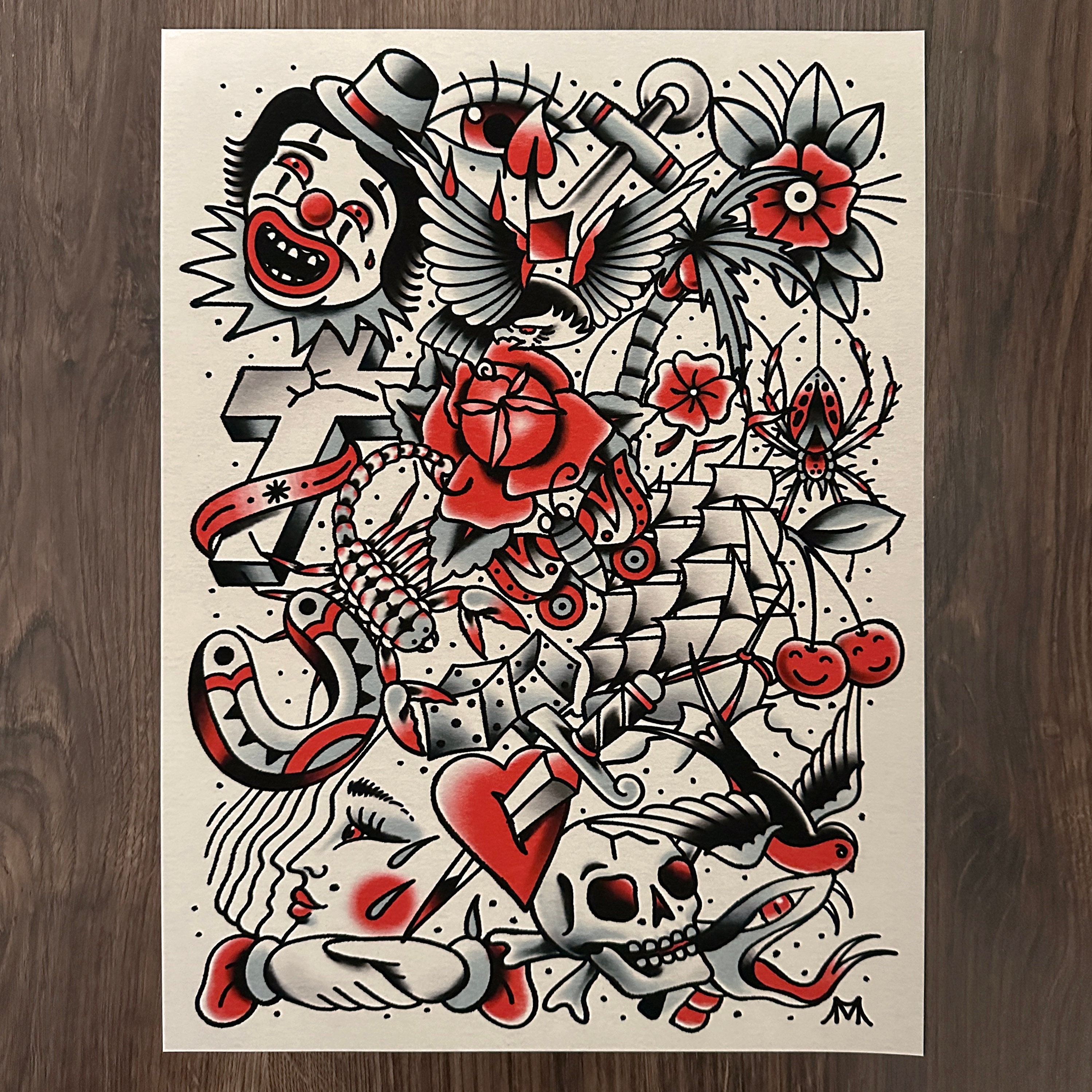 Dense Tattoo Flash Art Print - Etsy