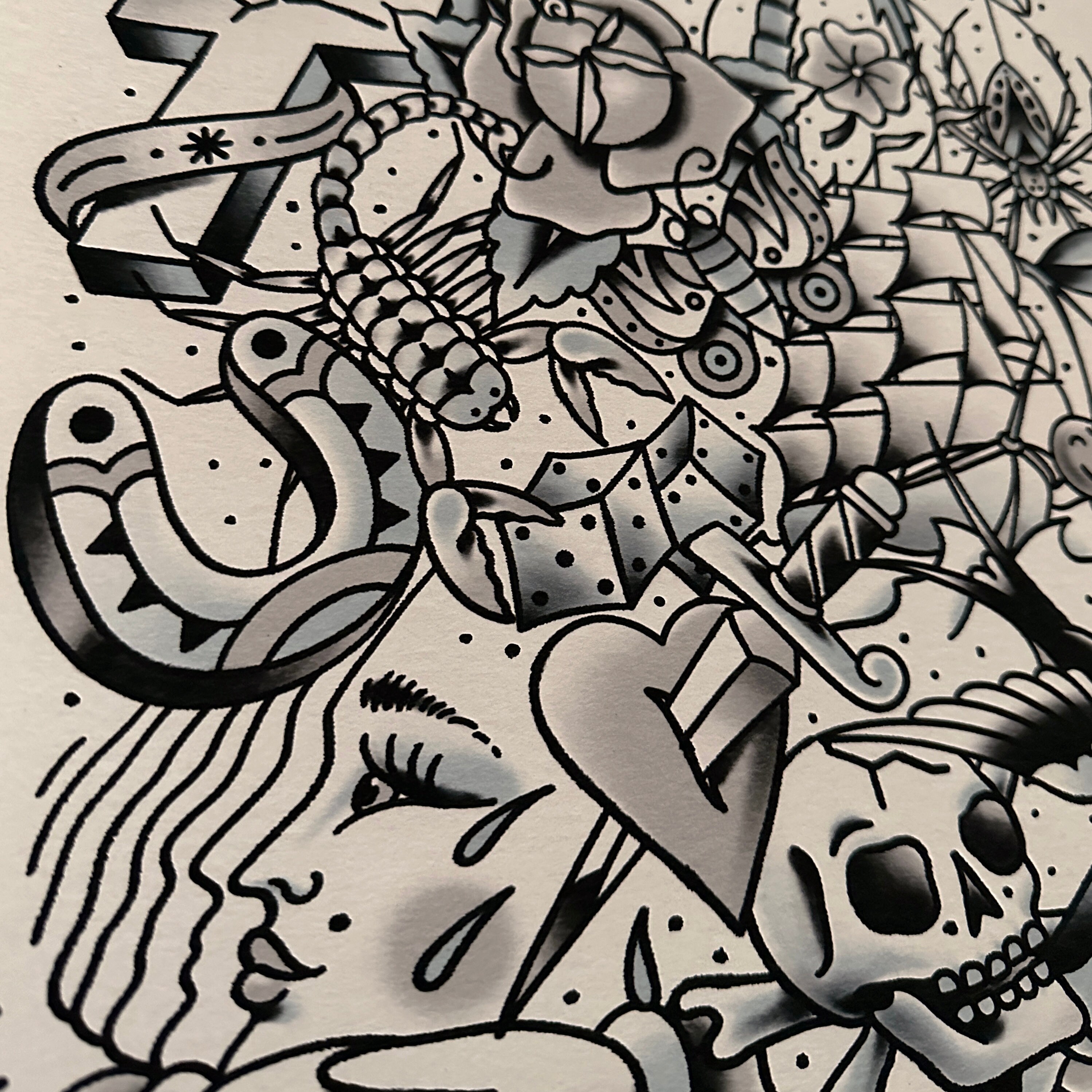 Dense Tattoo Flash Art Print - Etsy