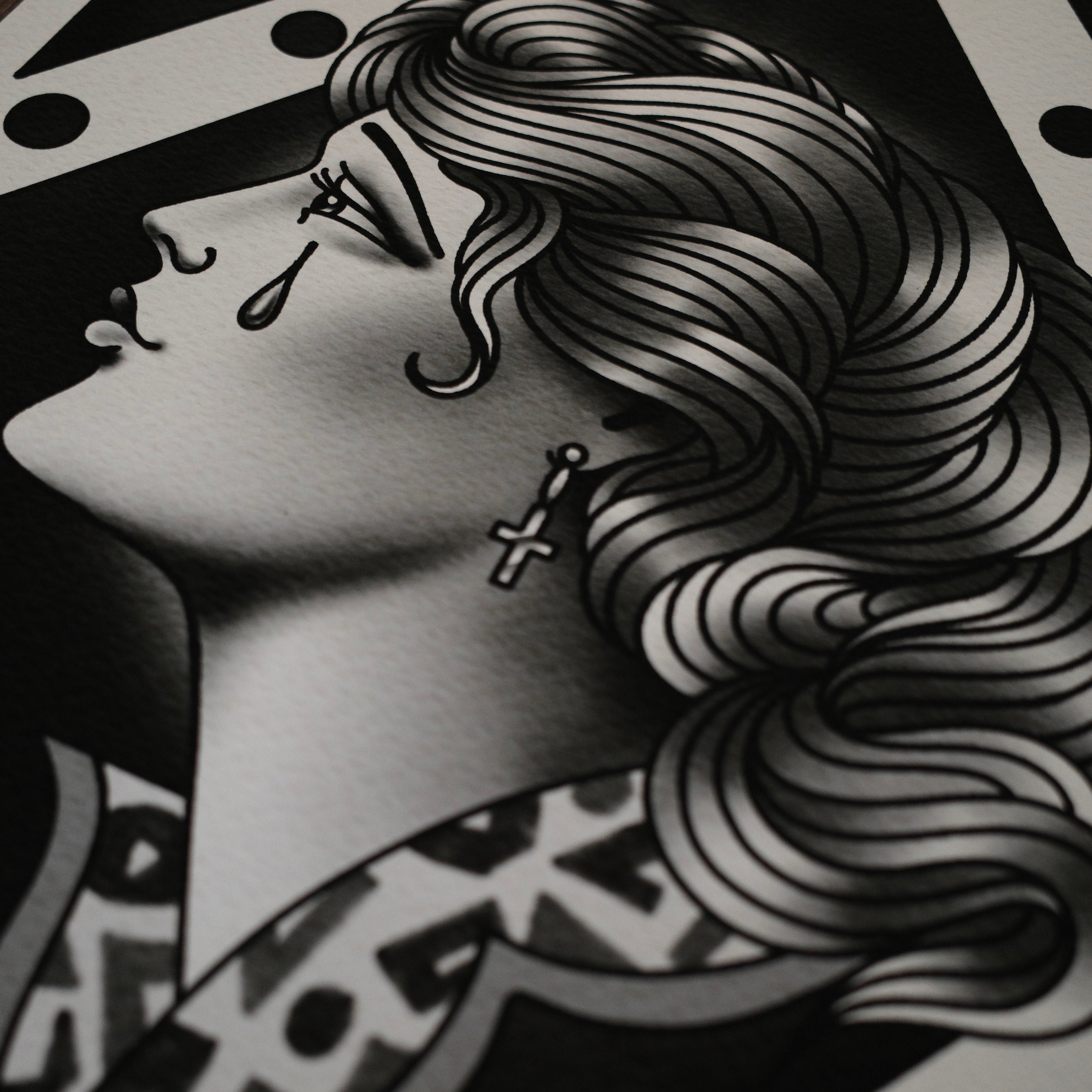 Lady Traditional Tattoo Flash Art Print - Etsy