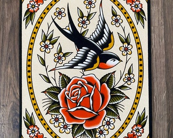 Vase of Flowers Traditional Tattoo Flash Art Print - Etsy
