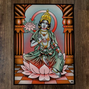 Göttin Traditionelles Tattoo Flash Kunstdruck Gemälde Illustration