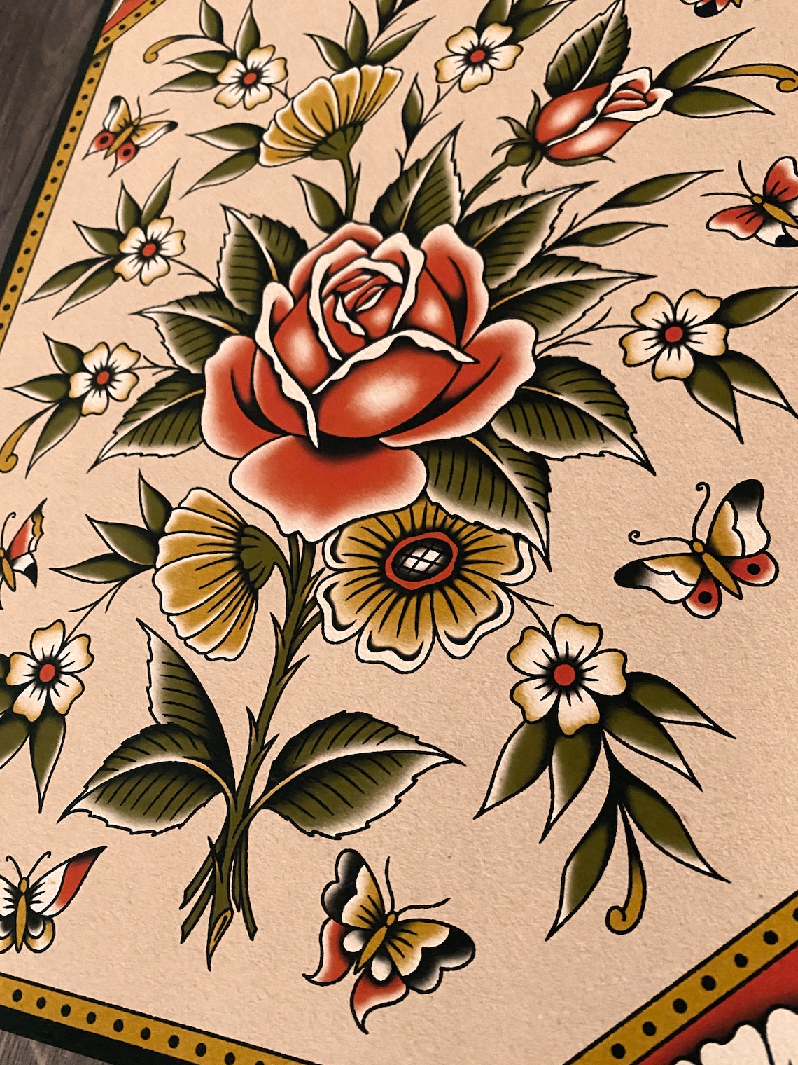 Field Flowers Traditional Tattoo Flash Art Print - Etsy