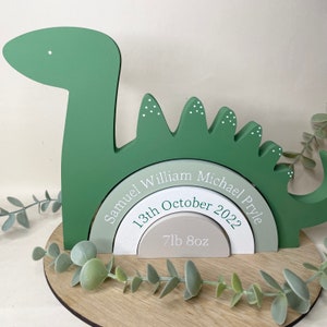 Dinosaur Rainbow Stacker | Nursery Decor | Shelfie Stacker | Newborn Gift | Baby Shower Gift | Birth Details Keepsake