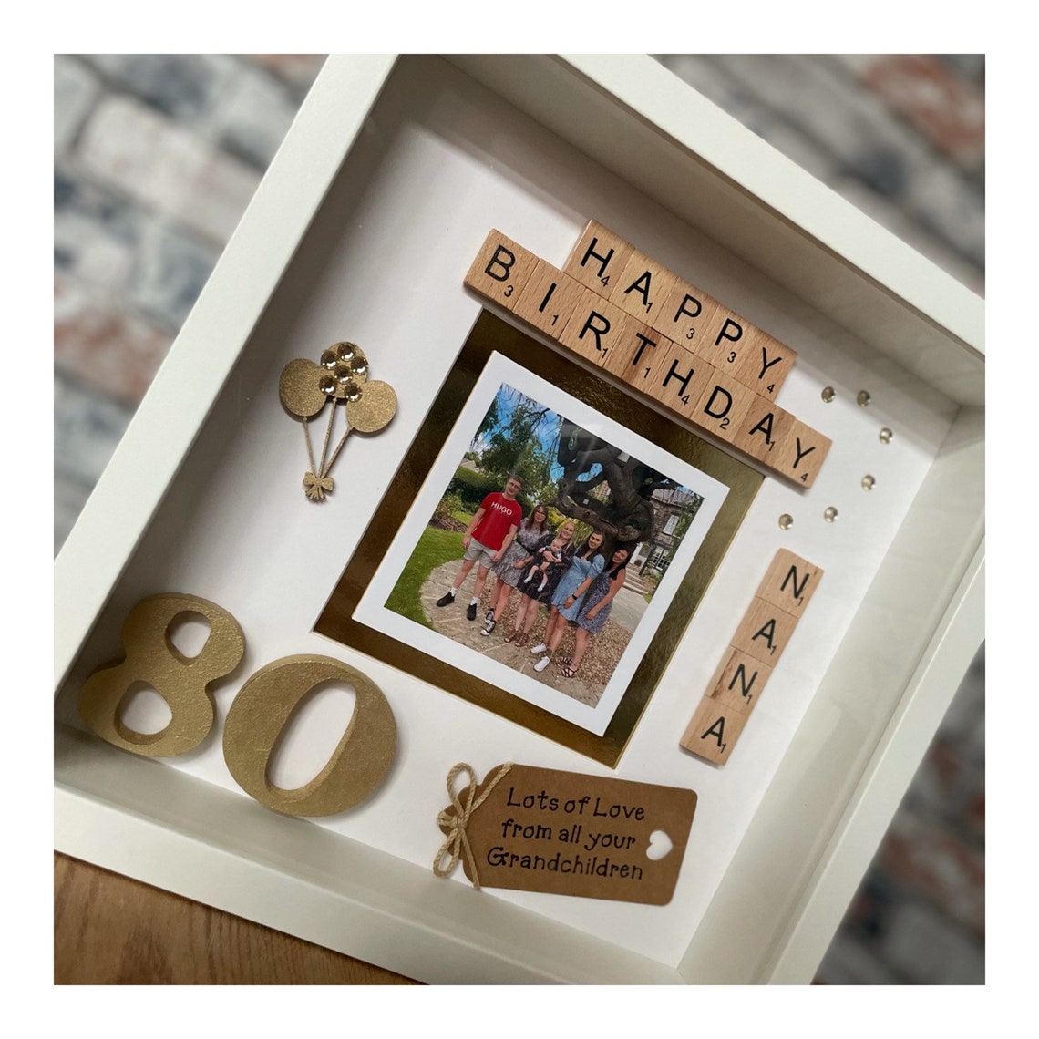 80th Birthday Personalised Photo Frame Scrabble Letters Etsy