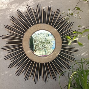 Natural and black wood mirror, chic and refined for your interior decor