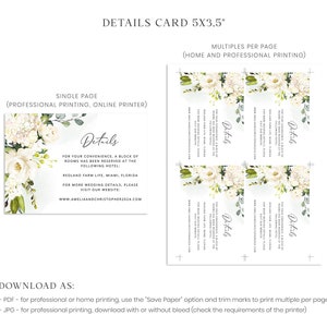 AMELIA Greenery Wedding Invitation Template, White and Green Wedding Invite, RSVP Template, Elegant Wedding, RSVP Card, Instant Download image 6