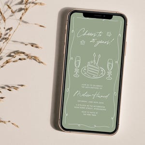 Digital Birthday Invitation Canva Template, Handdrawn Birthday Evite, Digital Invitation Template, Electronic Invitation, Retro Birthday
