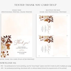 CHLOE Autumn Thank You Card Template, Fall Wedding Thank You Card, Printable Thank You Note, Wedding Editable Template, Instant Download image 5