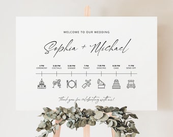 SOPHIA Minimalist Wedding Timeline Template, Printable Wedding Timeline, Wedding Day Order, Wedding Itinerary, Corjl, Instant Download