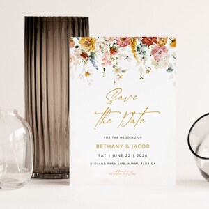 BETHANY Save the Date Template, Floral Wedding Invite, Save the Date Card, Barn Wedding, Wedding Invitation, Corjl Template Instant Download image 4