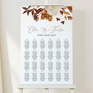 CHLOE Boho Seating Chart Template, Autumn Seating Chart, Wedding Seating Sign, Printable Seating Sign, Fall Seating Board, Find Your Seat image 2