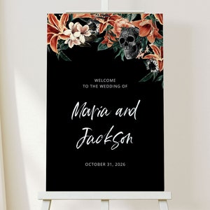 MARIA Gothic Welcome Sign Template, Skull Wedding Welcome Sign, Editable Sign, Instant Download, Floral Welcome Sign, Printable Wedding Sign image 2