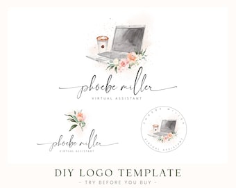 Virtual Assistant Logo Design, Editable Logo Set, Copywriter Logo, Freelancer Logo, Business Logo Design, Blogger Logo, Instant Download