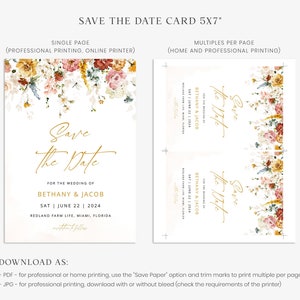 BETHANY Save the Date Template, Floral Wedding Invite, Save the Date Card, Barn Wedding, Wedding Invitation, Corjl Template Instant Download image 6